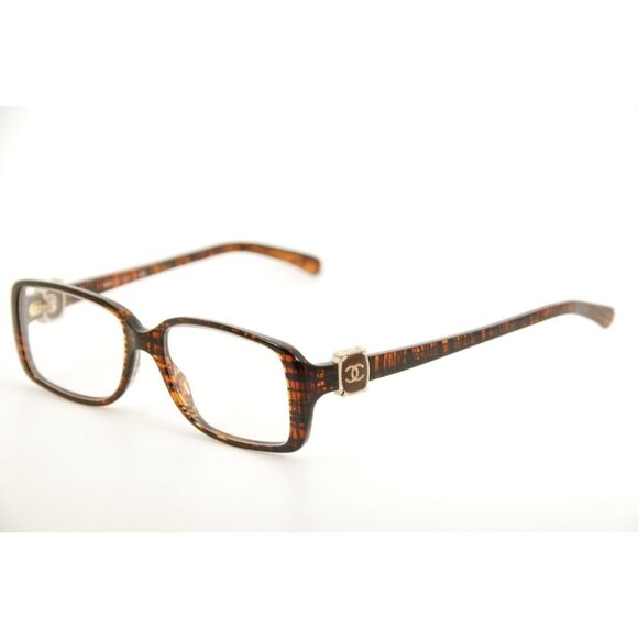 Rare Authentic Chanel Glasses 3185 c.1204 52mm Brown Tweed Frames Italy RX - Picture 2 of 7